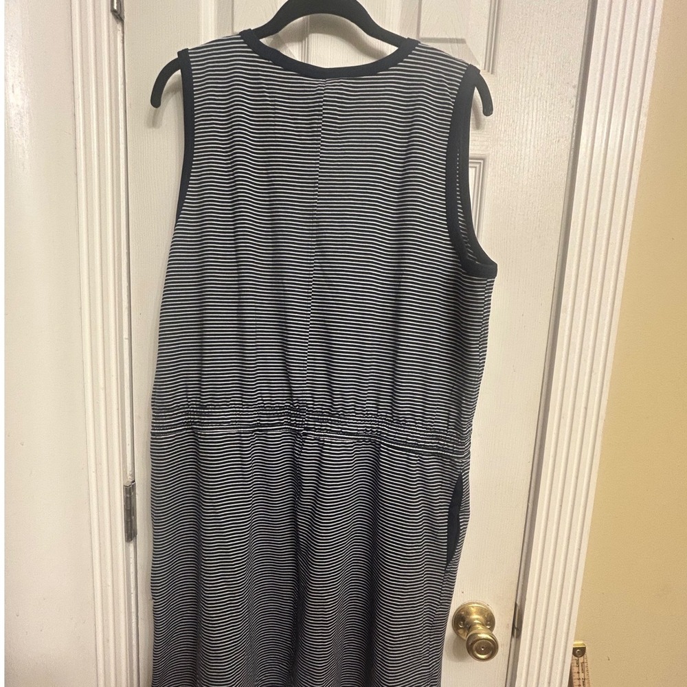 Member's Mark Navy White Striped Tank Dress XXL Sleeveless Cotton Stretch - Picture 2 of 4
